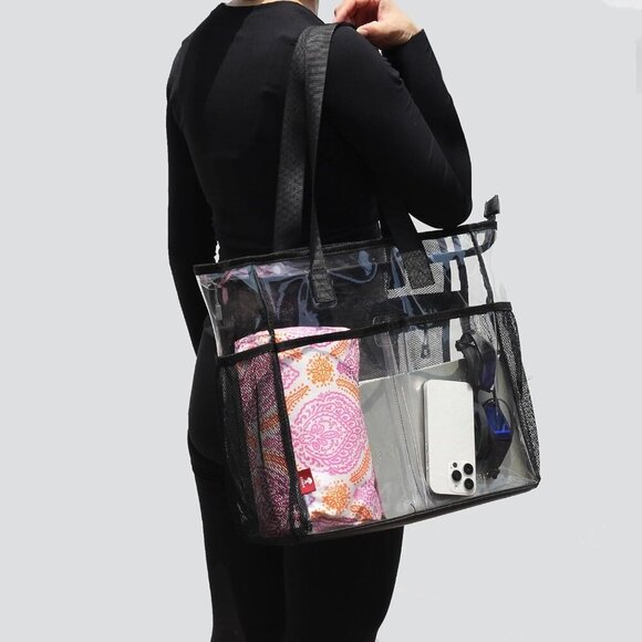 Lightweight Clear Tote Bag with Strong Shoulder Strap - 19x6x14 for Easy Carry - Picture 6 of 9